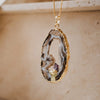 Natural Raw Agate Rough Pendant Necklace, Crystal hole and Cluster Gemstone Necklace, Agate Slice Necklace, Gift for Her