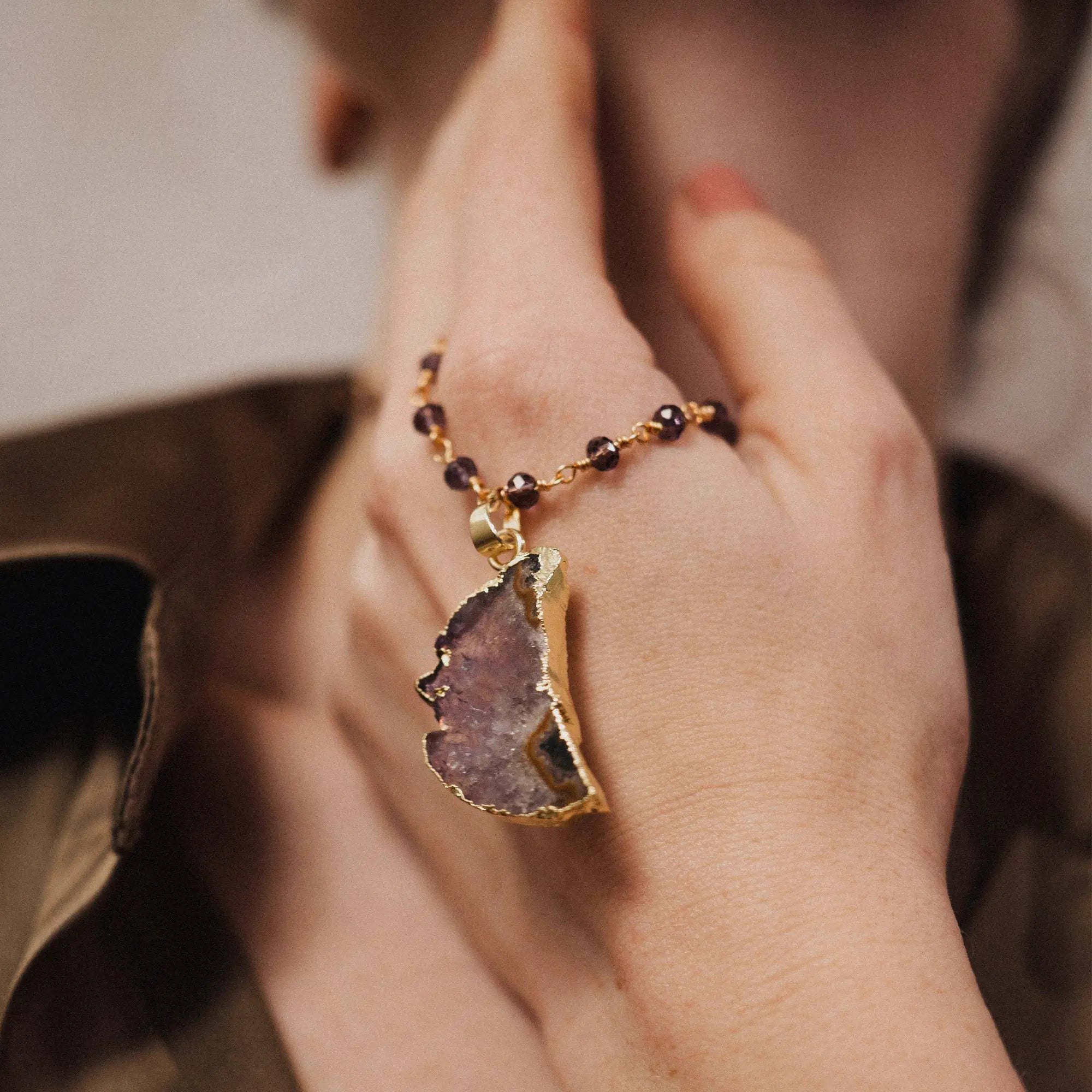 Amethyst Necklace, Beaded Necklace, Gift for Her