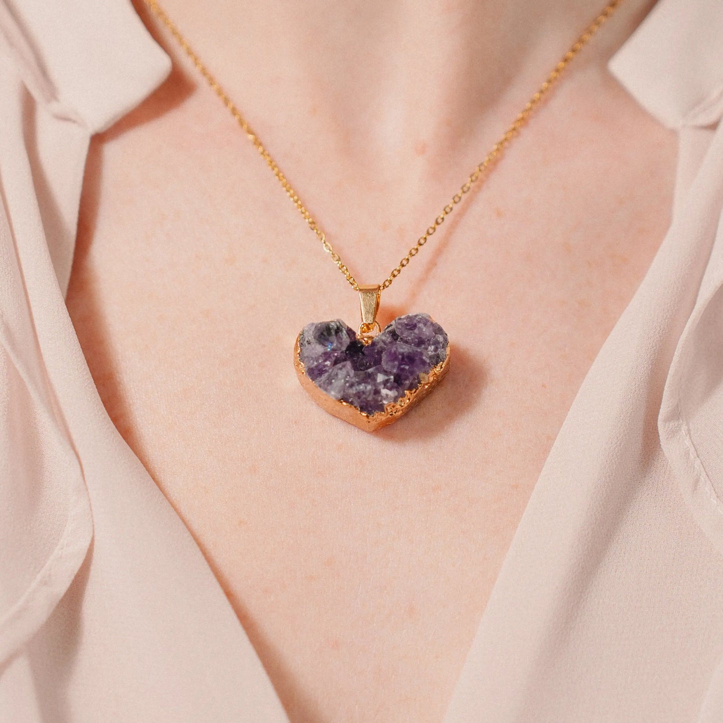 Amethyst Heart Necklace, Birthstone Jewel, Love Gift