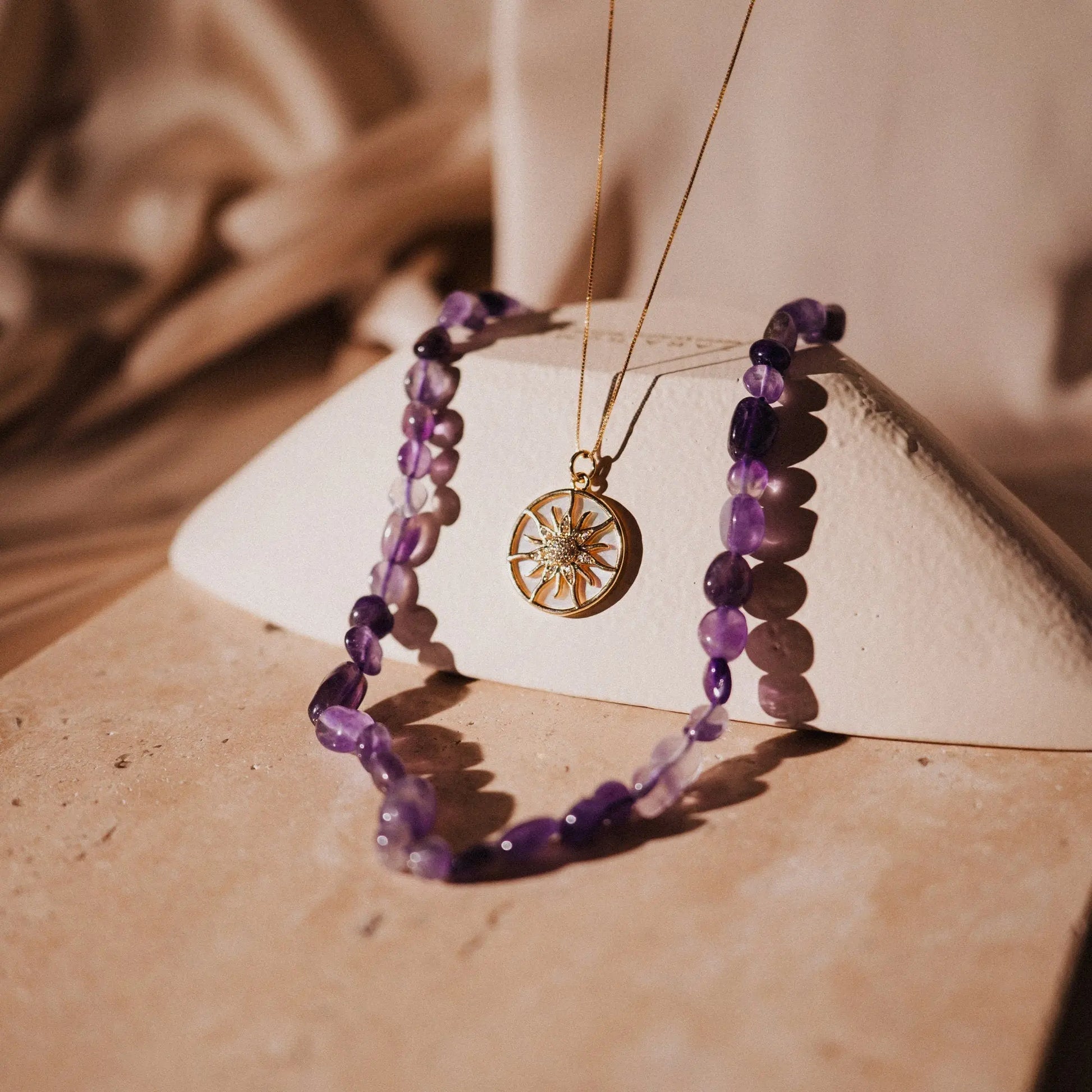 Amethyst Layered Necklace, Sterling Silver Jewelry, Dainty Gold Plated Necklace, Gift Handmade