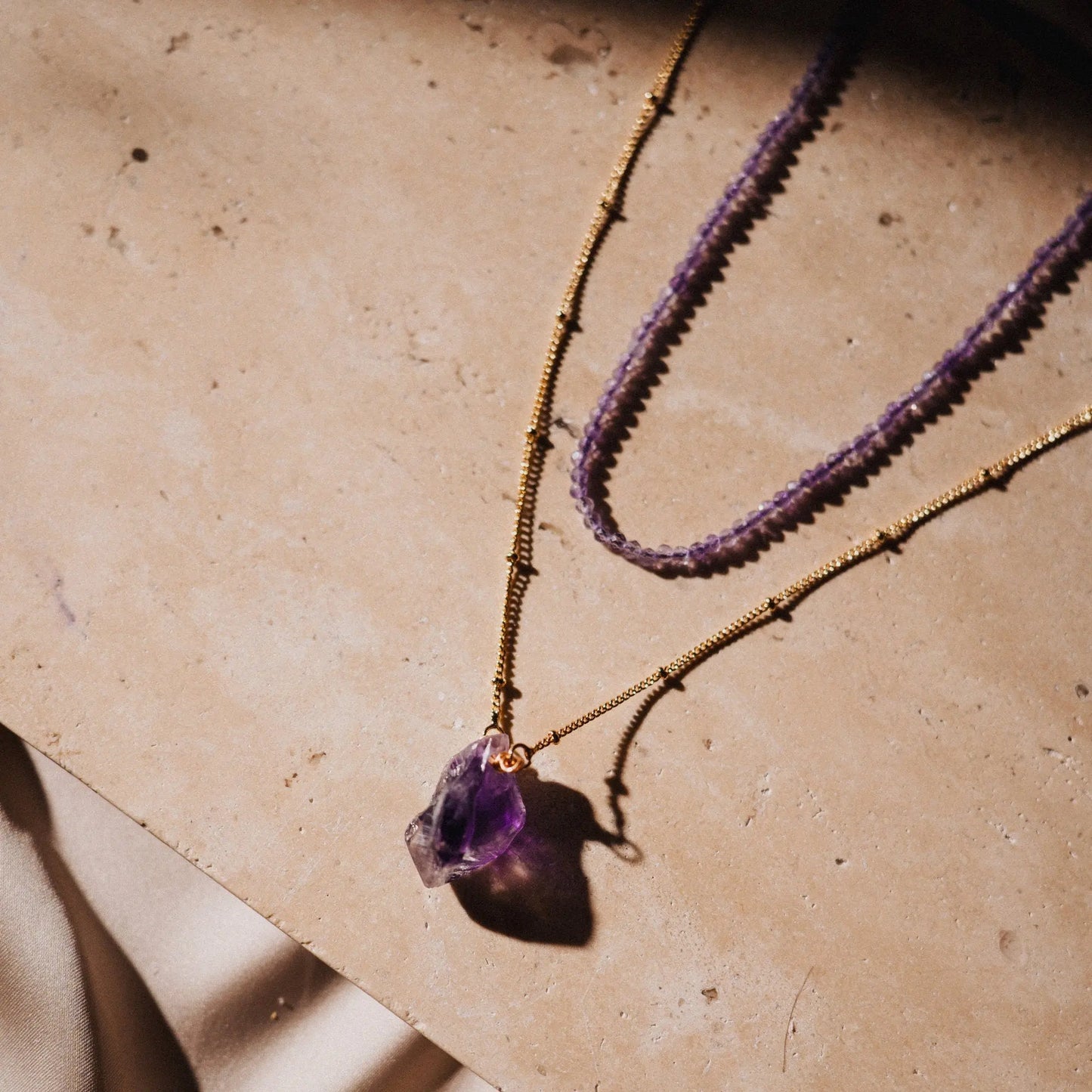 Amethyst Layered Necklace, Sterling Silver Jewelry, Dainty Gold Plated Necklace, Gift Handmade