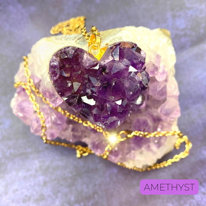 Amethyst Necklace, Gold Plated Jewel, Birthstone Heart