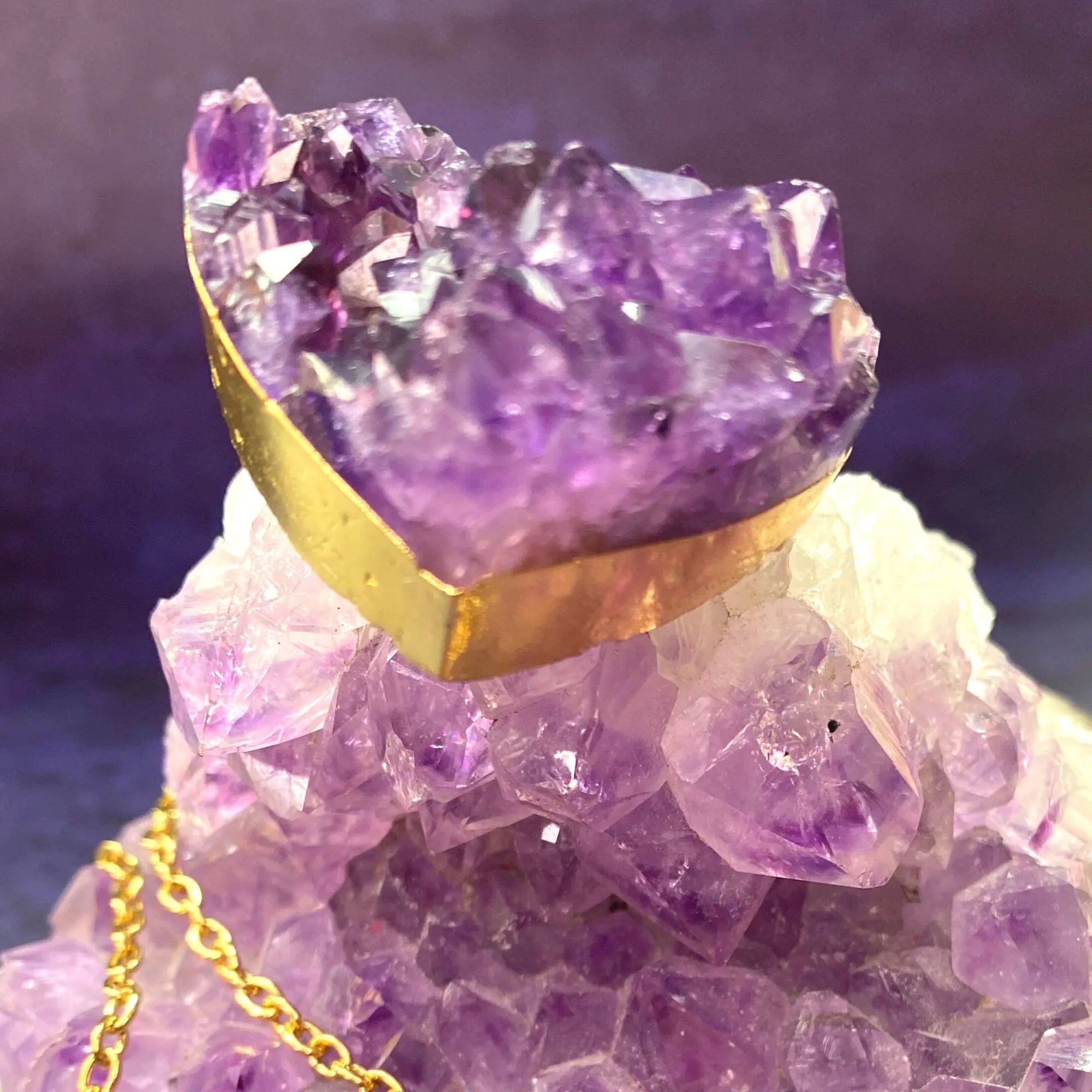 Amethyst Necklace, Gold Plated Jewel, Birthstone Heart