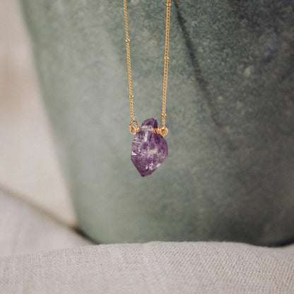 Amethyst Necklace , Amethyst Point Necklace, Handmade Pendant, Amethyst Pendant, Gold Necklace, Birthstone Necklace, Good energy