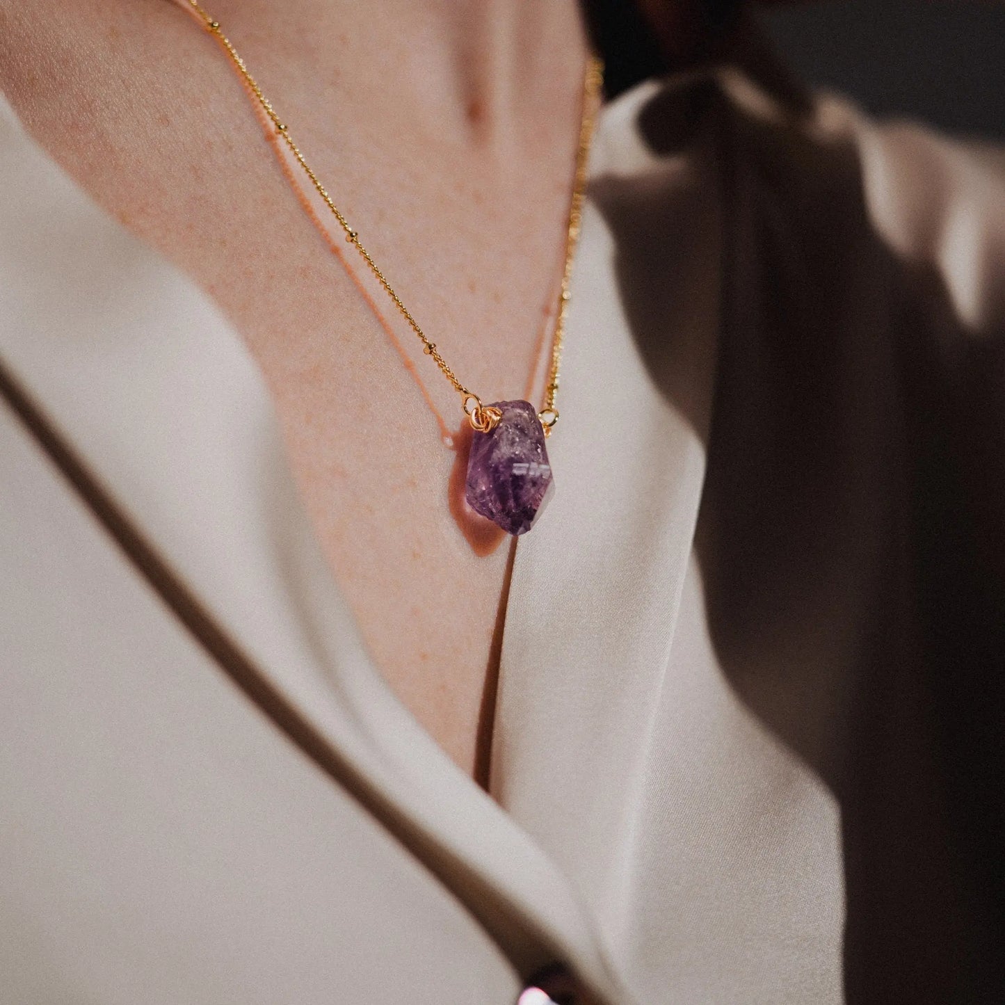 Amethyst Necklace , Amethyst Point Necklace, Handmade Pendant, Amethyst Pendant, Gold Necklace, Birthstone Necklace, Good energy