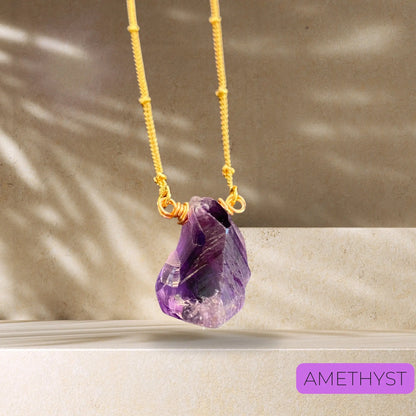 Amethyst Necklace , Amethyst Point Necklace, Handmade Pendant, Amethyst Pendant, Gold Necklace, Birthstone Necklace, Good energy