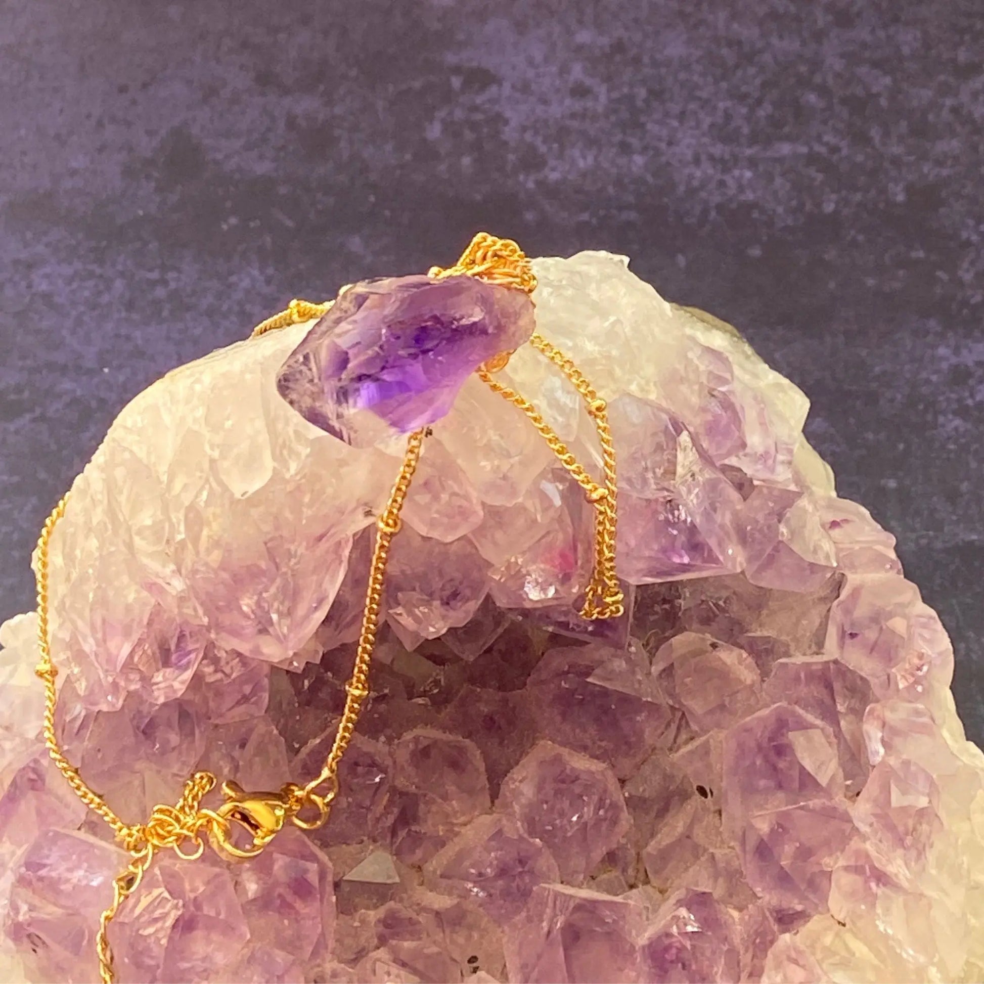 Amethyst Necklace , Amethyst Point Necklace, Handmade Pendant, Amethyst Pendant, Gold Necklace, Birthstone Necklace, Good energy