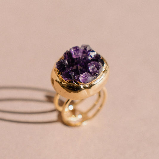 Amethyst Ring, Gold Gemstone Ring, Birthstone Gift