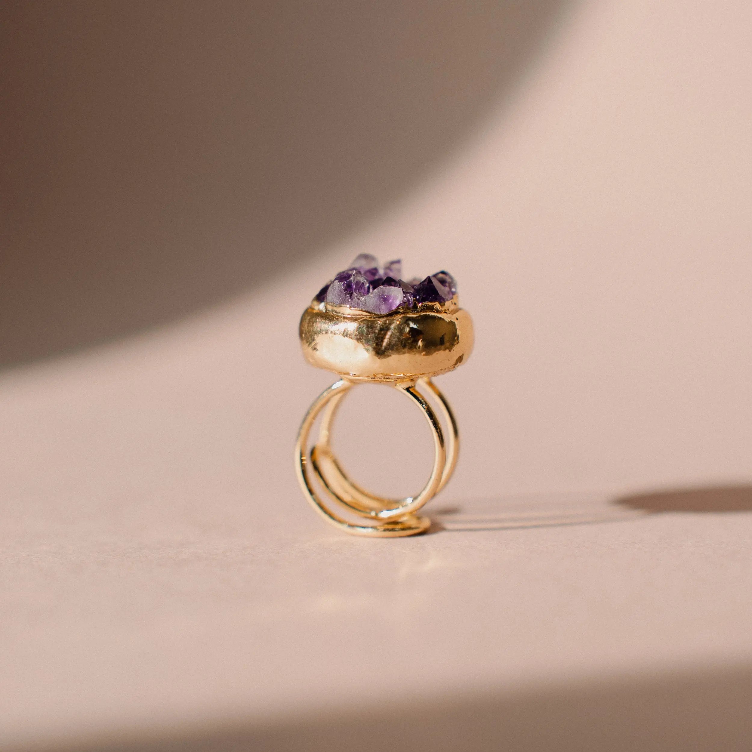 Amethyst Ring, Gold Gemstone Ring, Birthstone Gift