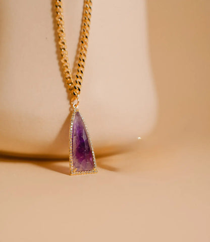 Amethyst or Aventurine Necklace with Gold Chain PHOEBE'S 
