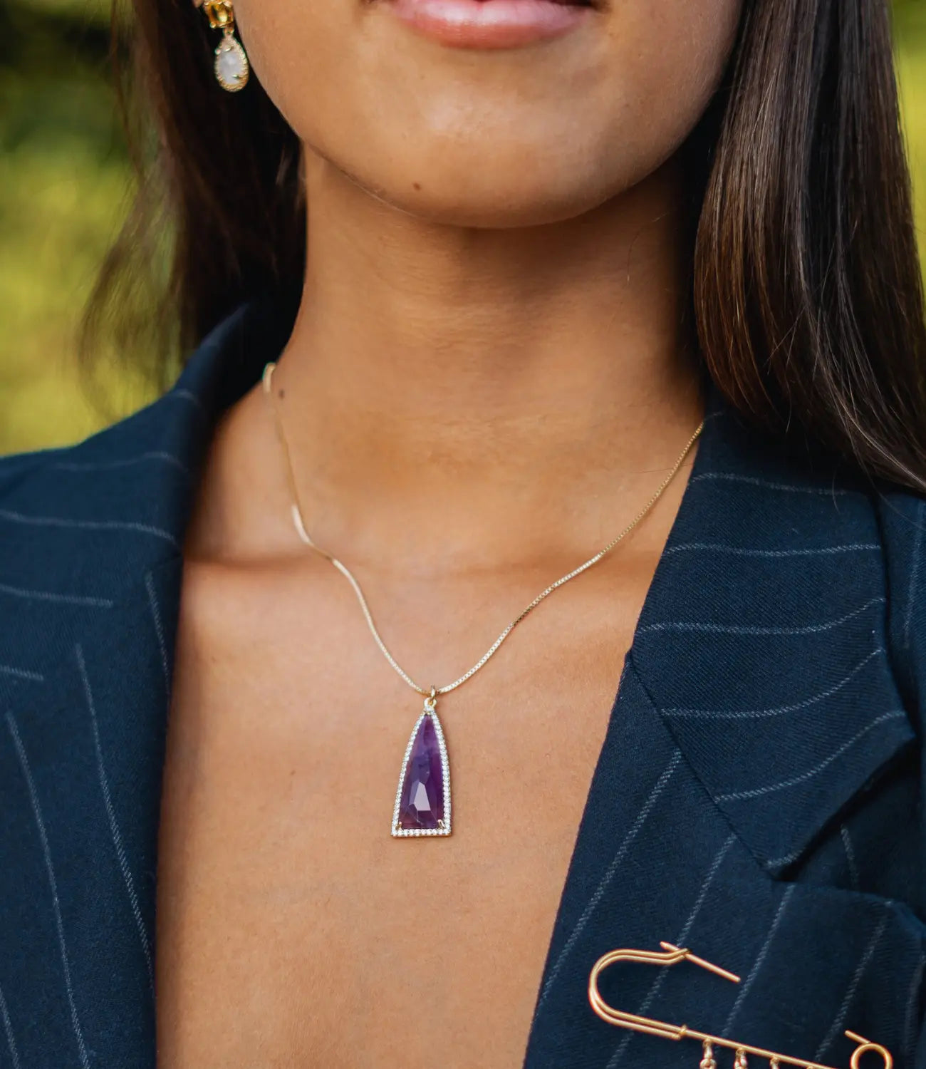 Amethyst or Aventurine Necklace with Gold Chain PHOEBE'S 