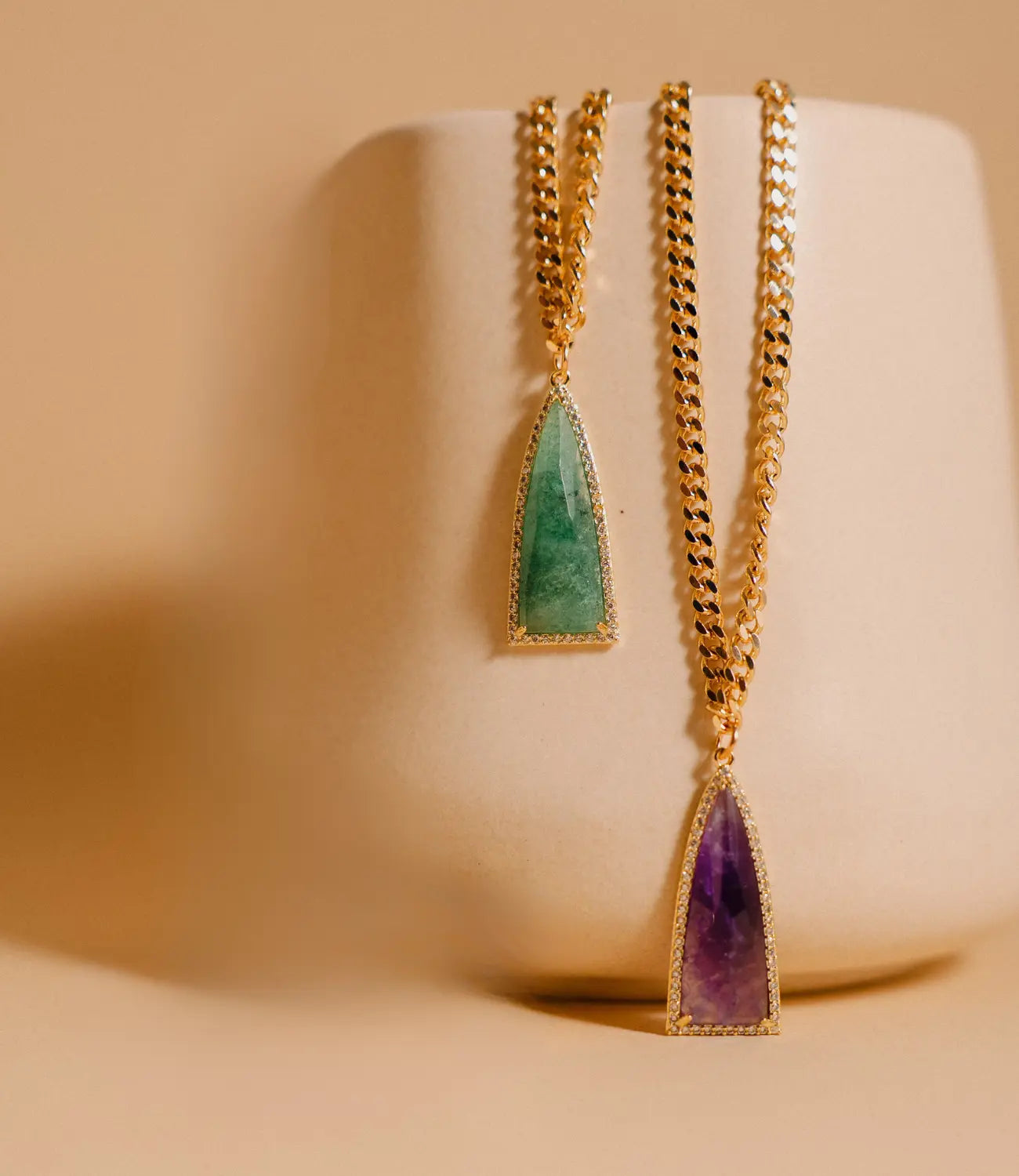 Amethyst or Aventurine Necklace with Gold Chain PHOEBE'S 