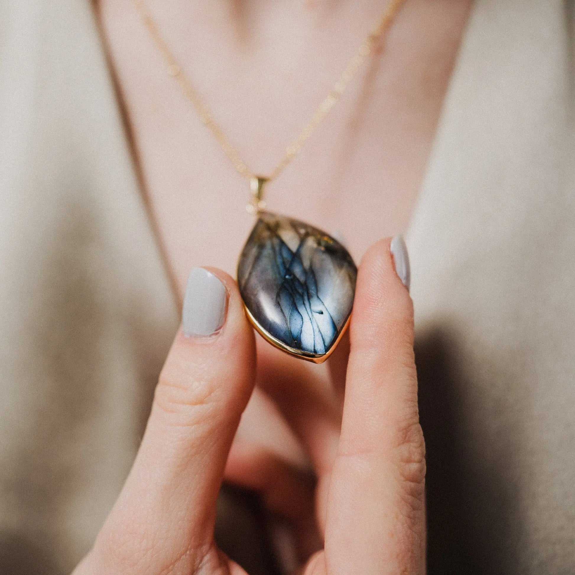 Balance Stone, Labradorite Pendant, Spiritual Protection, Handmade Gift