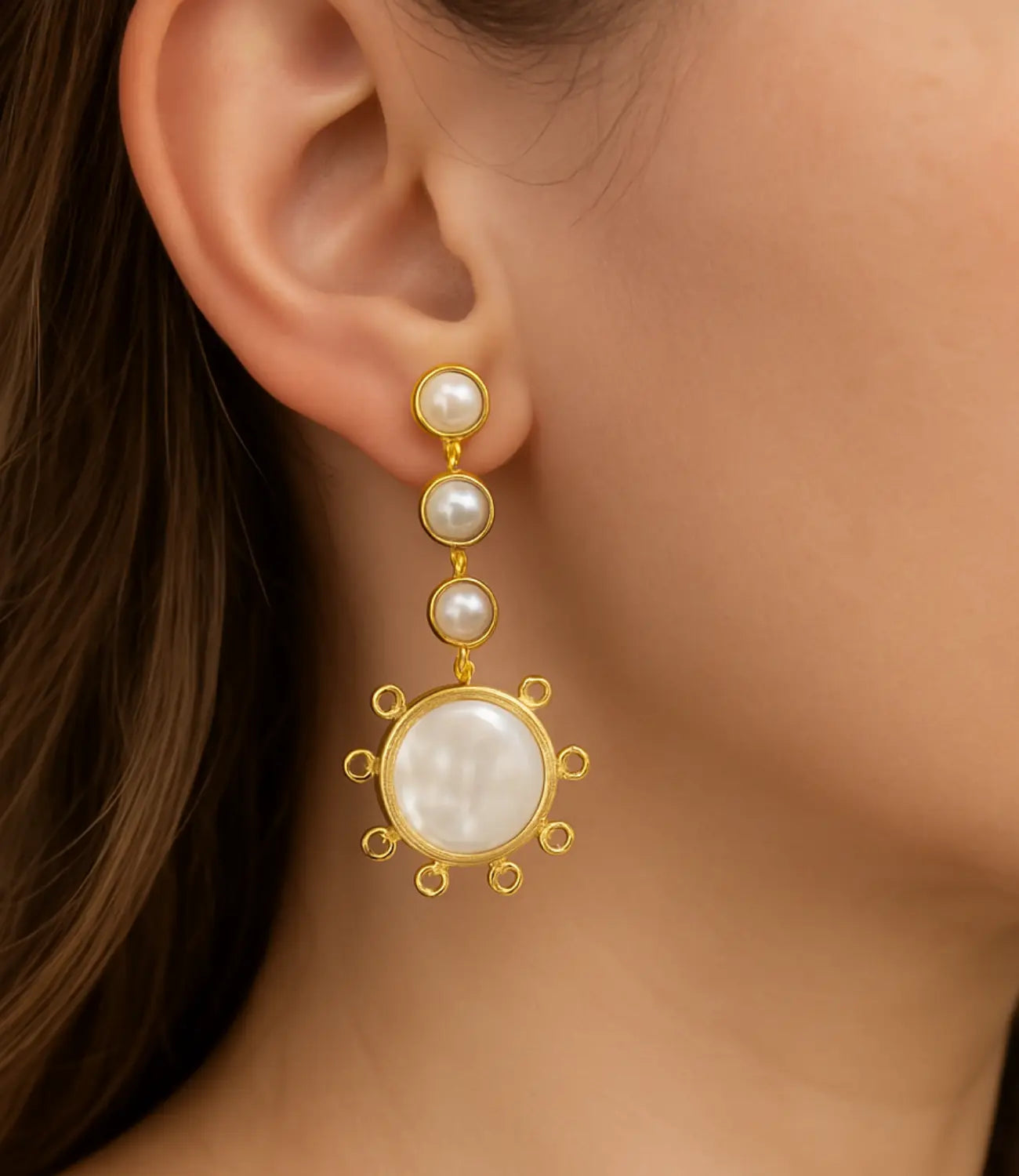 Baroque Drop Earrings with Golden Sparkles PHOEBE'S 