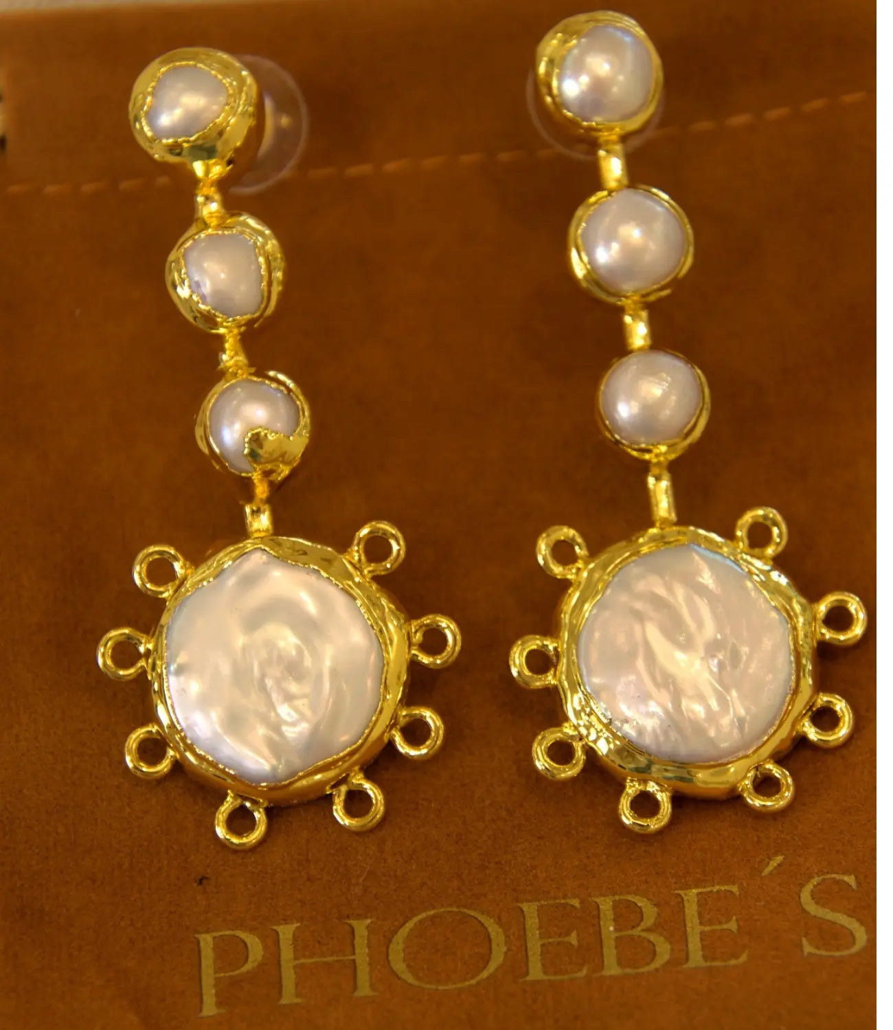 Baroque Drop Earrings with Golden Sparkles PHOEBE'S 