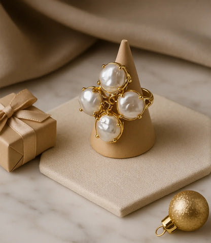 Baroque Open Ring with Natural Pearls in 18K Gold – Sculptural and Artisanal Elegance PHOEBE'S 