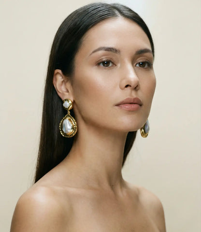Baroque Pearl Drop Earrings in Gold PHOEBE'S 
