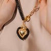 Black Crystal Necklace, Heart Charm, Gift for Her