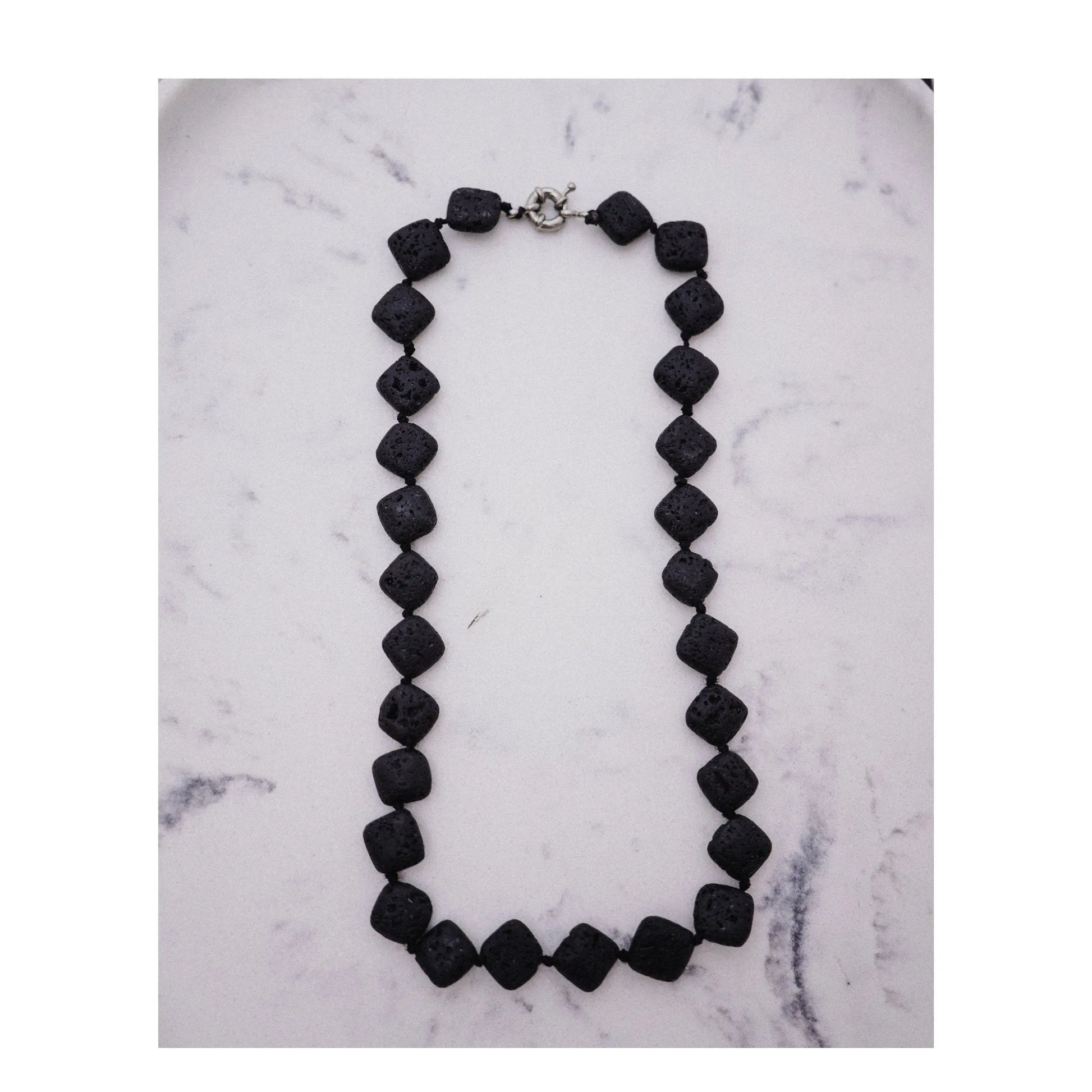 Black Necklace, Lava Beads, Aromatherapy, Natural Stone Necklace, Unisex Necklace