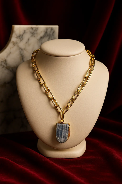 Blue Kyanite Necklace on a Gold Chain PHOEBE'S 