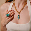 Blue Stone Necklace, Chrysocolla Necklace, Ring, Summer Jewelry