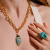 Blue Stone Necklace, Chrysocolla Necklace, Ring, Summer Jewelry