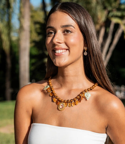 Brown Devotional Necklace with Religious Medals PHOEBE'S 