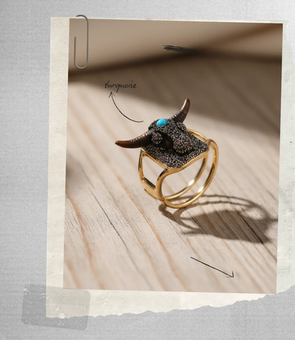 Bull Spirit Totem Bracelet with Natural Turquoise PHOEBE'S 