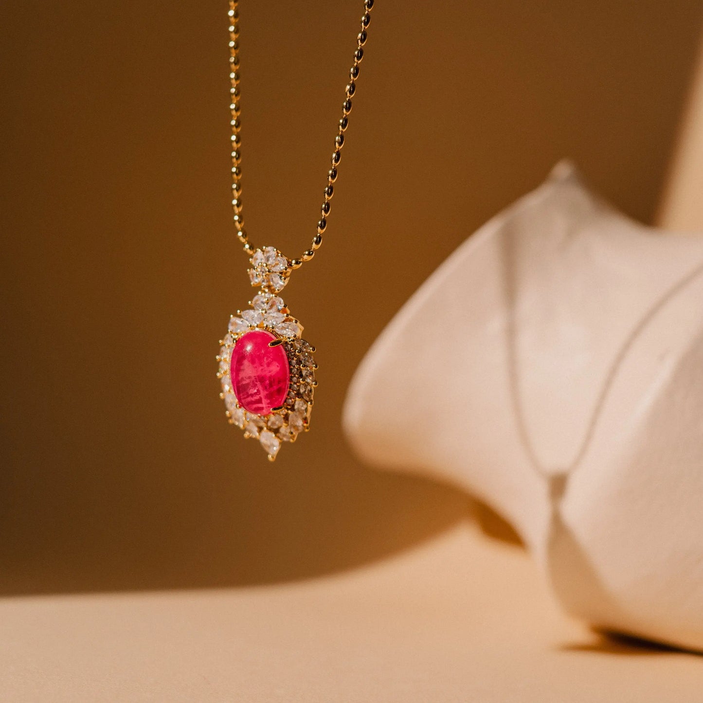 CZ Necklace, Fuchsia Charm, Valentine Gift