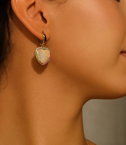 Catholic Carved Mother-of-Pearl Set – Necklace and Earrings with Heart Pendant PHOEBE'S 