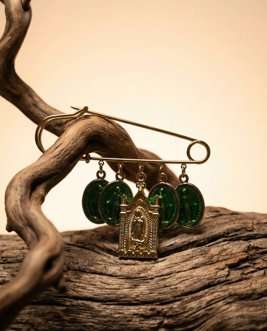 Catholic Protection Pin - Miraculous Virgin and Green Medals Phoebe`s  