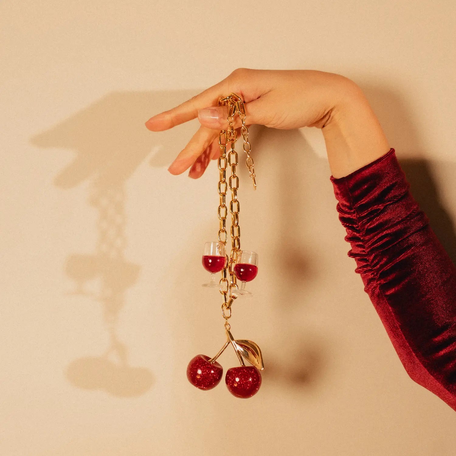 Cherry Glam Necklace, Maximalist Gold Jewelry PHOEBE'S 