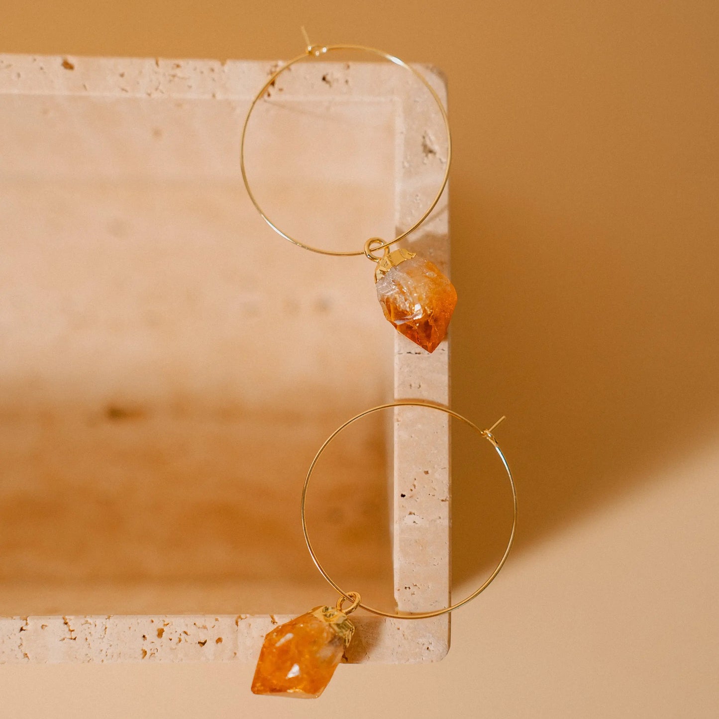 Hoop Earrings, Citrine Earrings, Gift for Woman