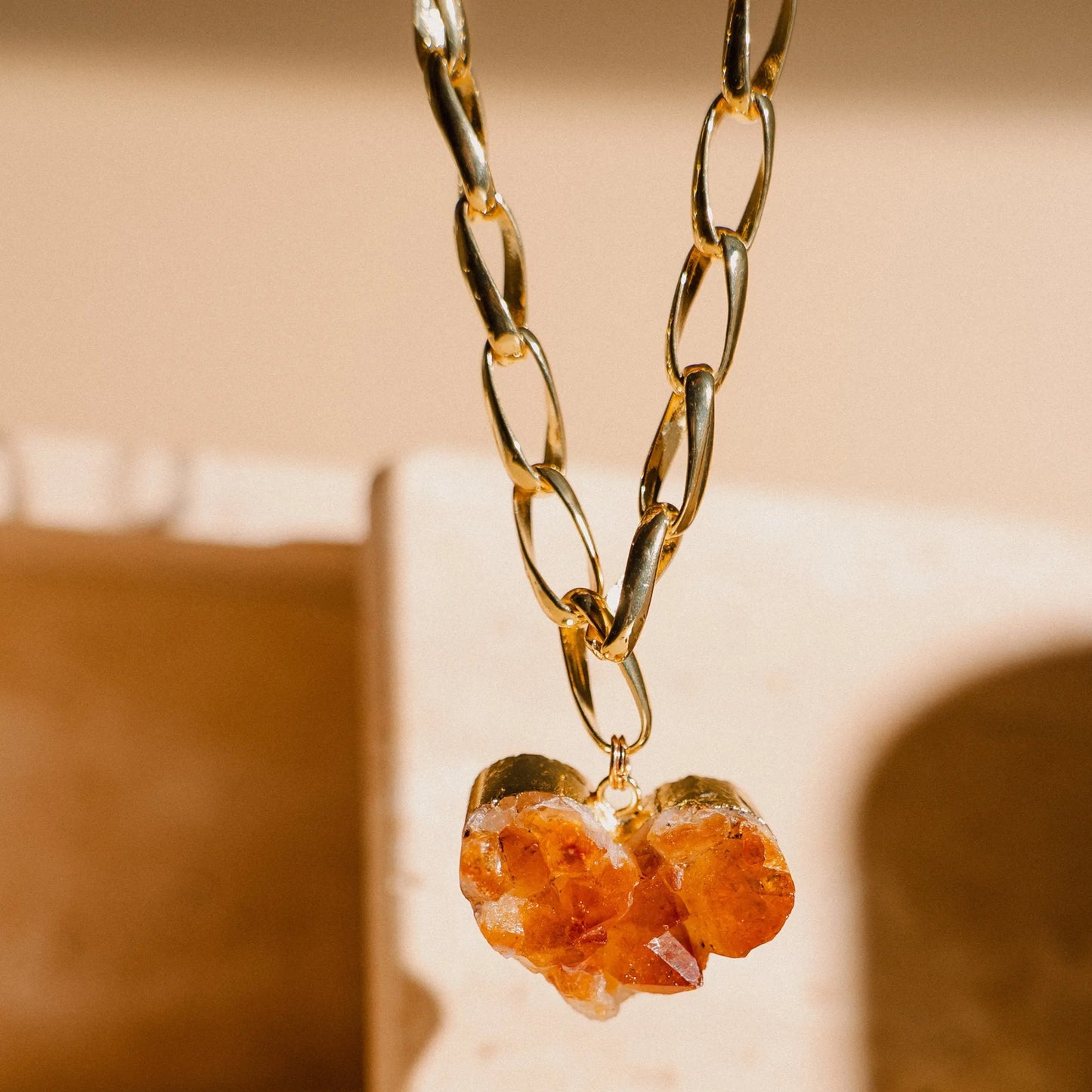 Citrine Heart, Gold Necklace, Best Gift for Her