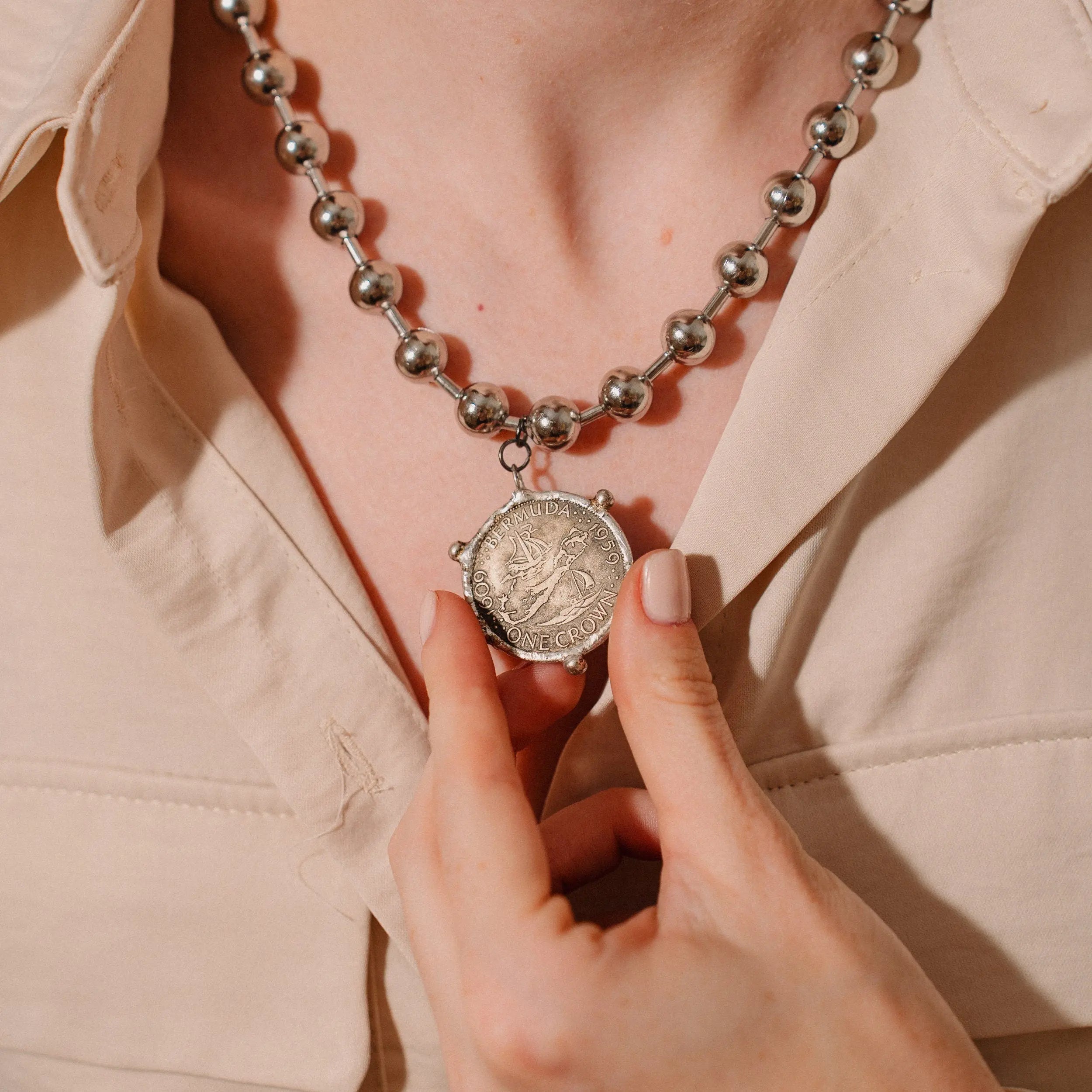 Coin Necklace, Silver Necklace, Jewelry Gift