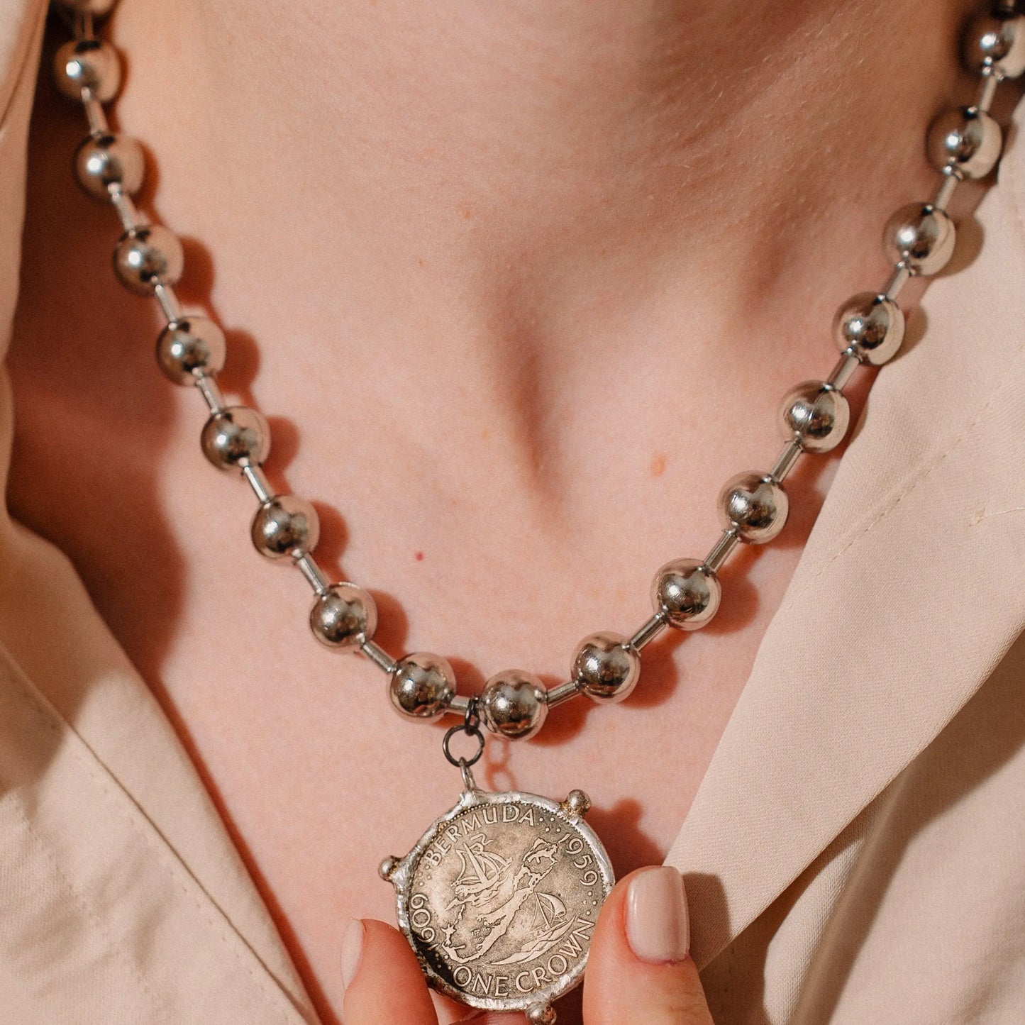 Coin Necklace, Silver Necklace, Jewelry Gift