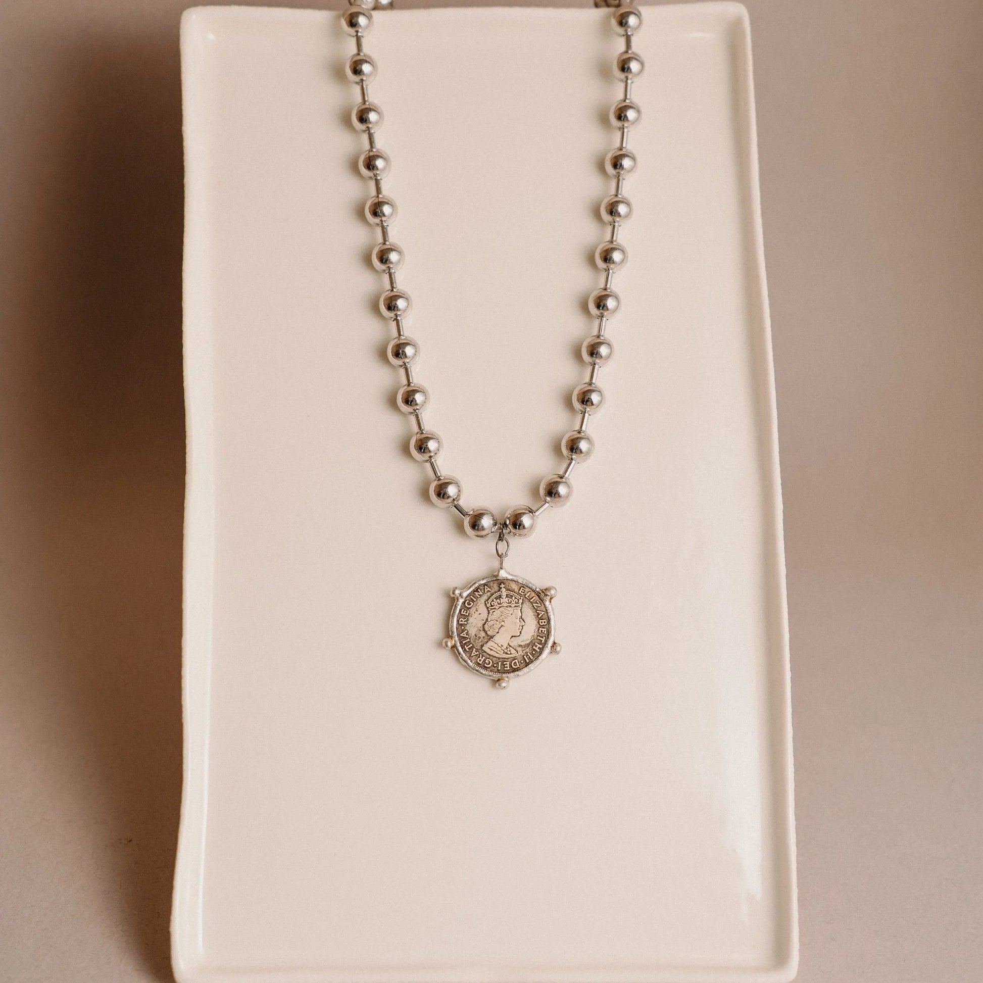 Coin Necklace, Silver Necklace, Jewelry Gift