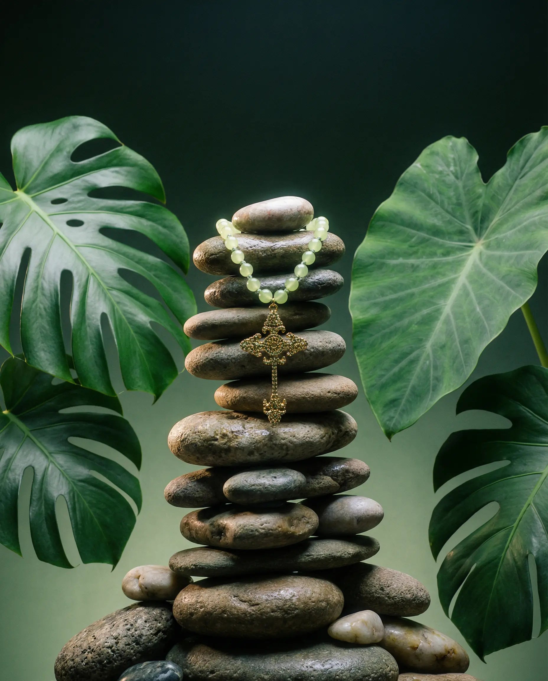 Coral Rosary Necklace with Baroque Cross PHOEBE'S 