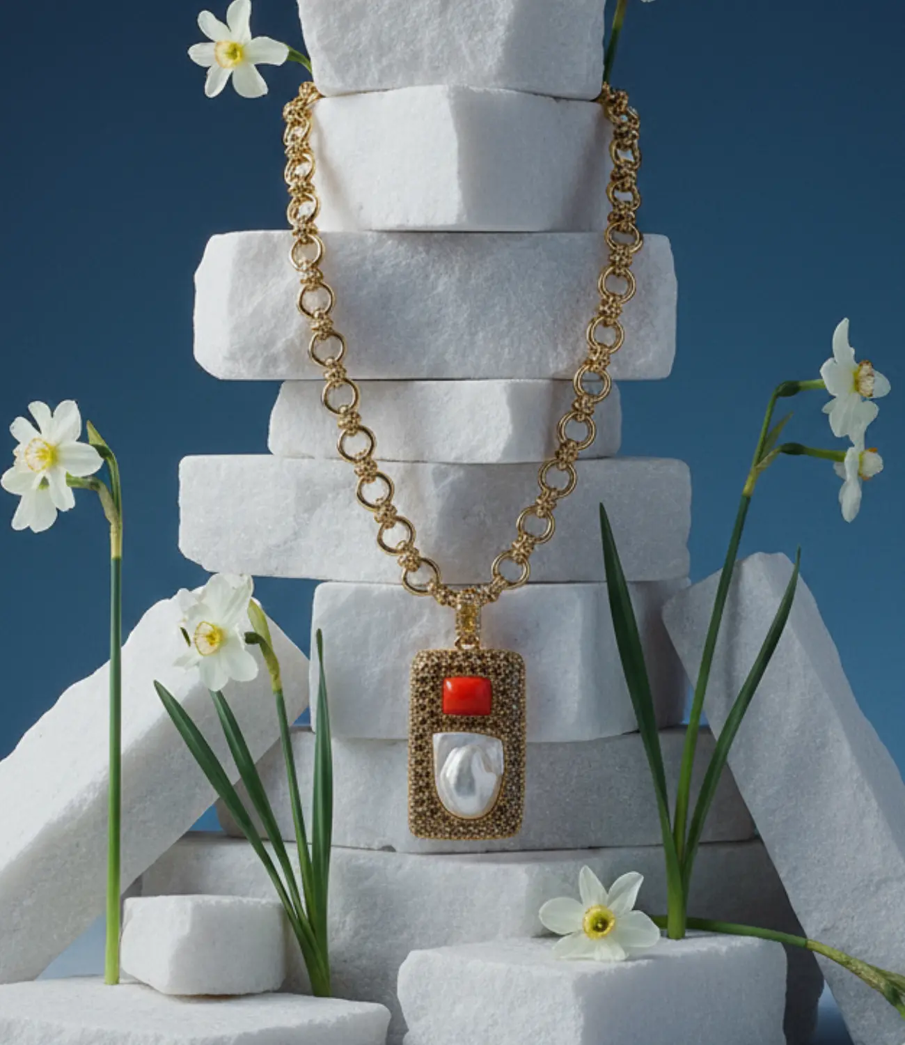 Coral and Baroque Pearl Necklace – Limited Edition in 18K Gold PHOEBE'S 