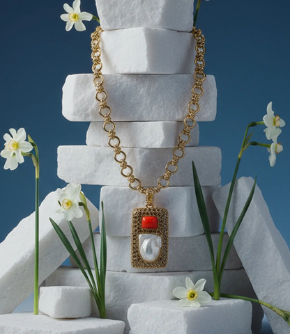 Coral and Baroque Pearl Necklace – Limited Edition in 18K Gold PHOEBE'S 