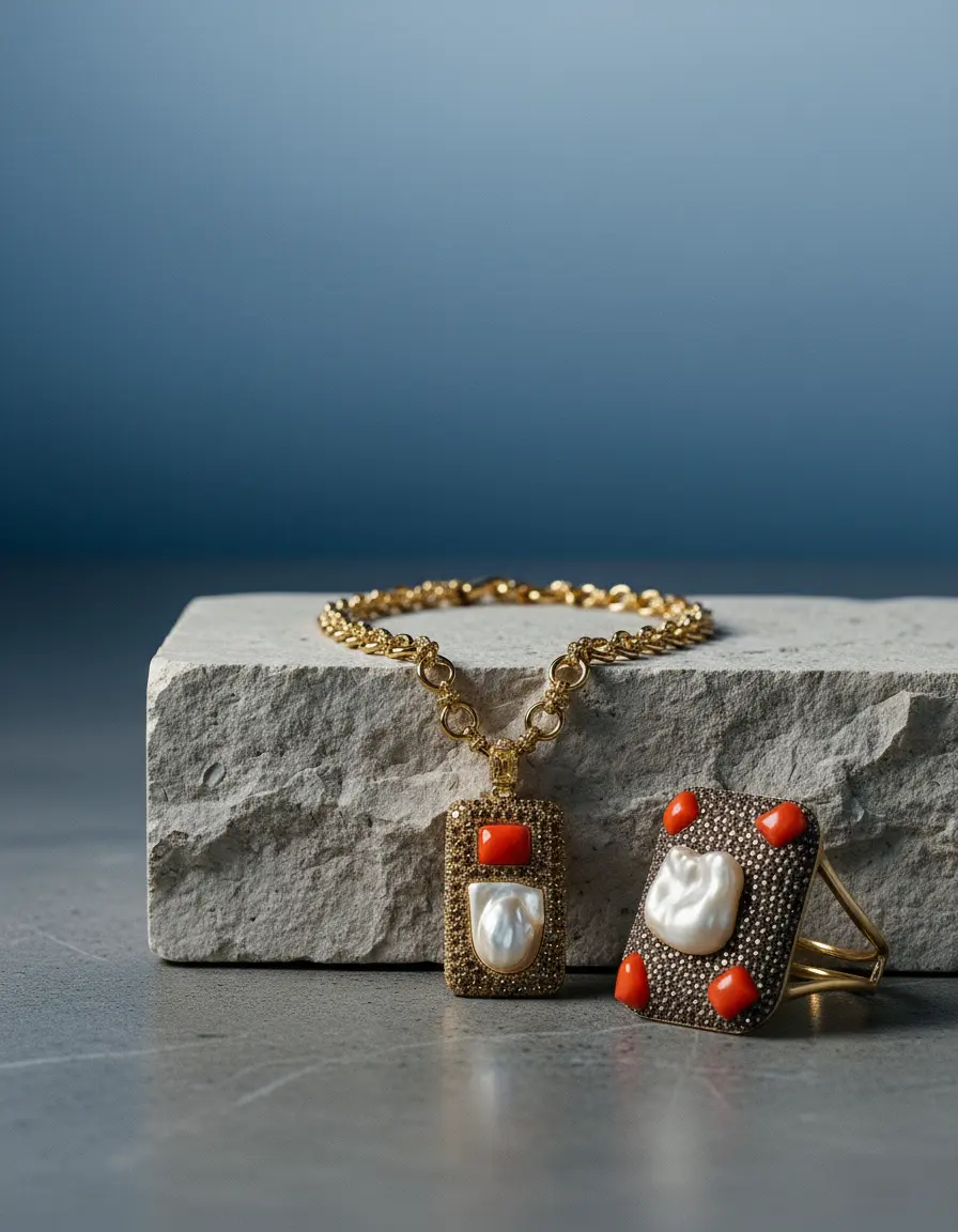 Coral and Baroque Pearl Necklace – Limited Edition in 18K Gold PHOEBE'S 