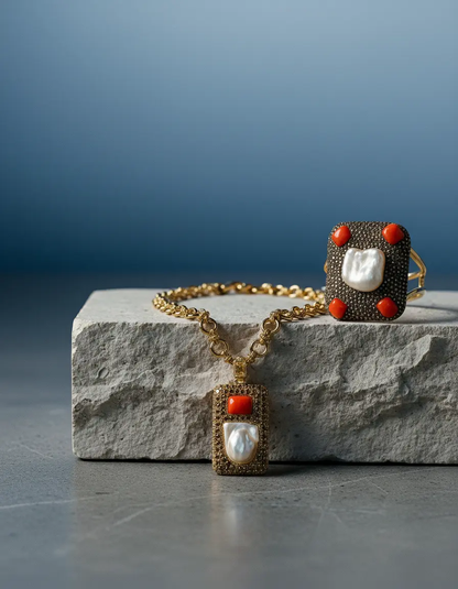 Coral and Baroque Pearl Necklace – Limited Edition in 18K Gold PHOEBE'S 