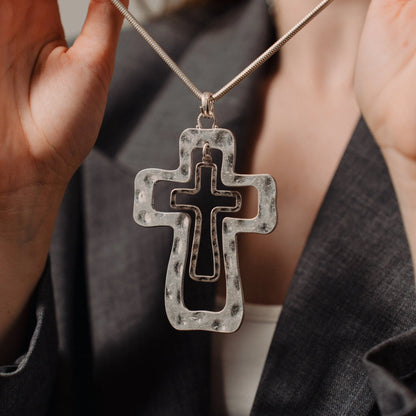 Cross Necklace, Silver Necklace, Catholic Gift