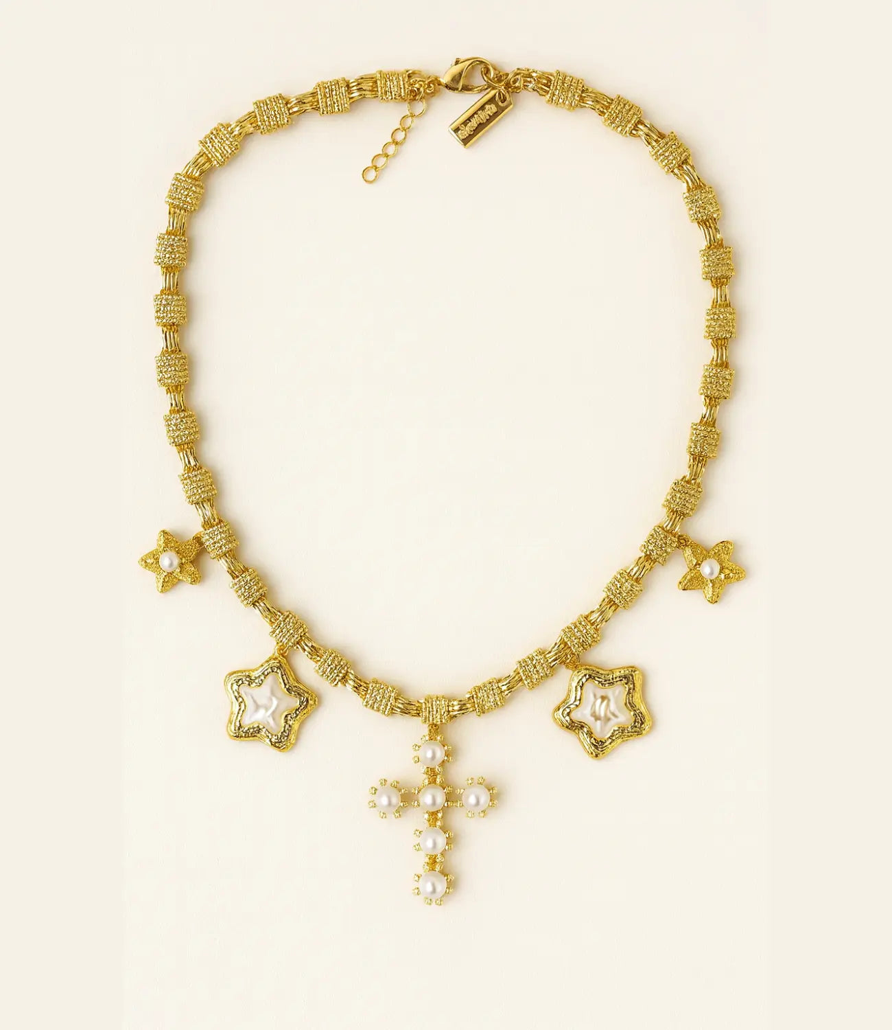 Cross and Star Necklace with Pearls – 18K Gold Plated PHOEBE'S 