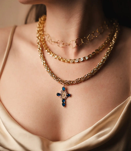 Cross of Promise – Cross Necklace with Braided Gold Chain PHOEBE'S 