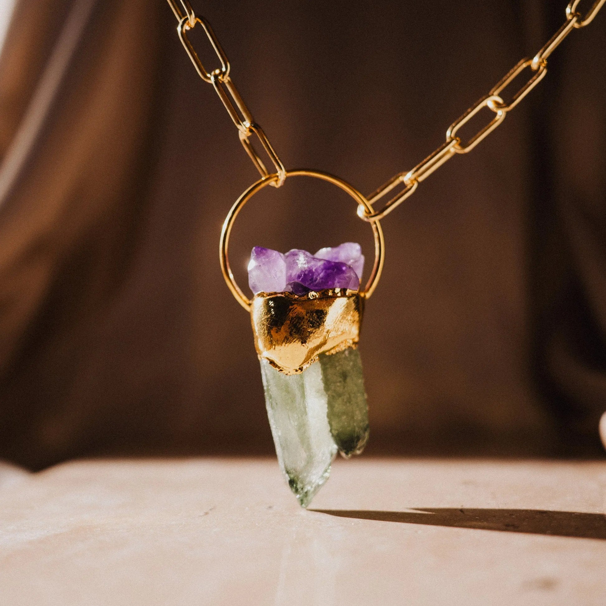 Crystals Necklace, Green Fluorite Pendant, Anniversary Gifts