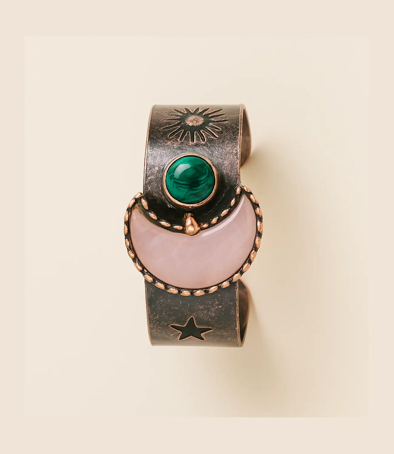 Cuff Bracelet with Natural Stone – Rose Quartz or Amethyst