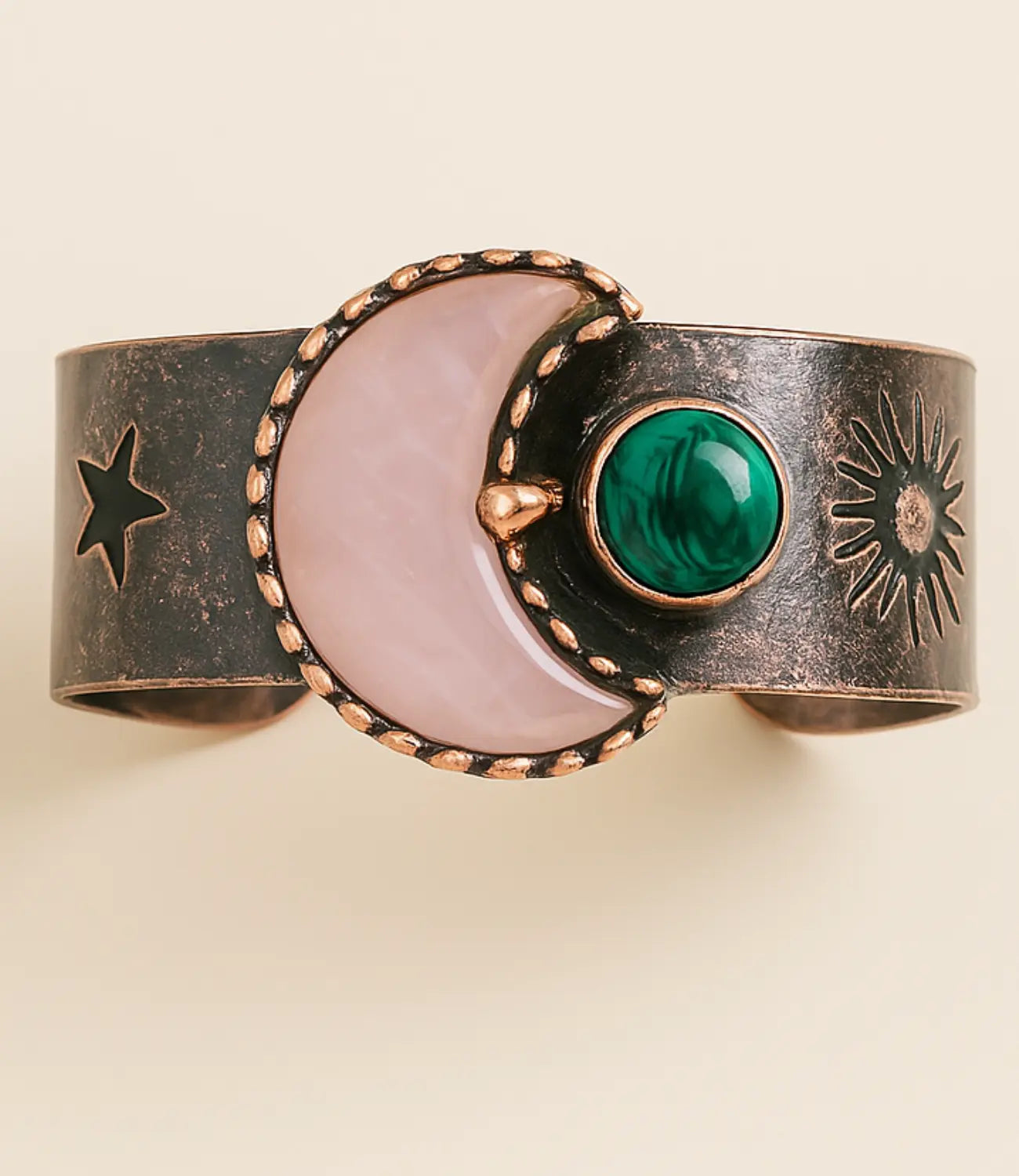 Cuff Bracelet with Natural Stone – Rose Quartz or Amethyst