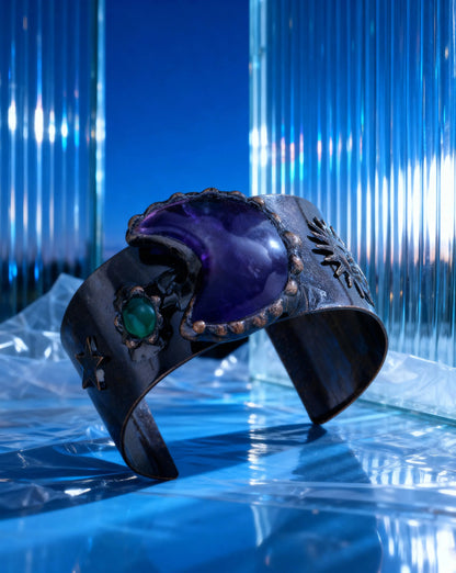 Cuff Bracelet with Natural Stone – Rose Quartz or Amethyst Phoebe`s 