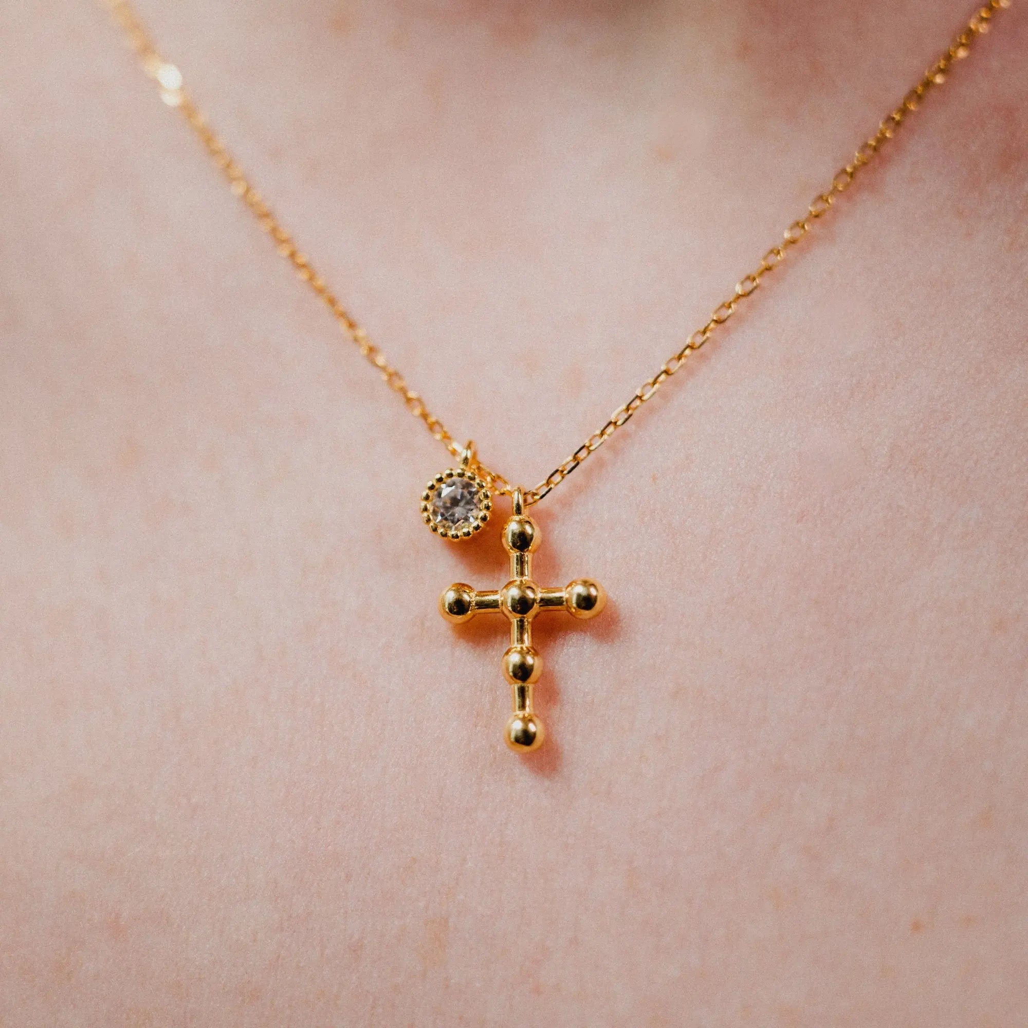 Dainty cross necklace, Gold Minimalist Necklace, Catholic Jewelry